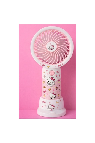 Sevimli Karakterli Şarjlı El Fanı 3 Kademeli Serinletici Vantilatör Kuromi Stickerlı Fan
