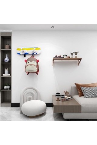 Vkemall Akrilik Kaykay Duvarlı Gösterge Rafı, 3 Kg Yük Kapasitesi, Saklama Kancalı, Siyah Kaykay Hariç Siyah