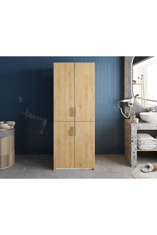 Bohem Çamaşır Ve Kurutma Makinesi Dolabı Banyo Dolabı Meşe Meşe