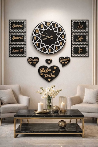 Salon Ve Oda İçin Duvar Saati Kişiye Özel Olarak Saat 40 Cm Yanındakilerin Her Biri 20 40 Ölçüdedir. Siyah