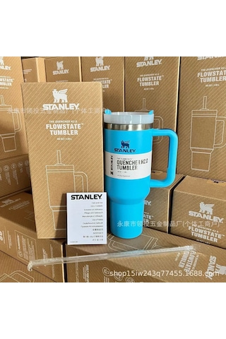 Paslanmaz Çelik Pipetli 1200ml Araba Bardağı - Mavi Um45489-6 Yurt Dışından Mavi