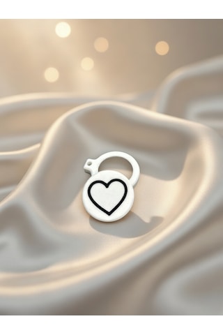 Mini Emoji Apple Uyumlu AirTag Kılıfı - Gizli Takip Tutucu Anahtarlık 3d Baskılı, Beyaz/siyah Şık Tasarım Kalp