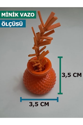 6 Adet Turuncu Yapay Çiçekli Portakal Renkli Minik Vazo Turuncu