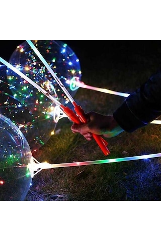 3 Fonksiyonlu Balonlu Led - Işıklı Balon Fonksiyonlu Saplı Şeffaf Işıklı Çubuklu Balon