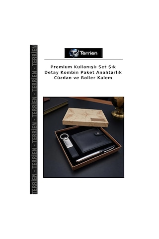 Terrien Premium Kullanışlı Set Şık Detay Kombin Paket Anahtarlık Cüzdan Ve Roller Kalem Çok Renkli