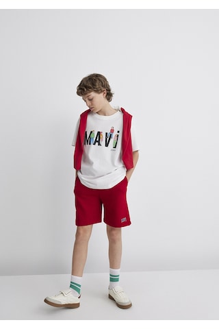 Mavi - Mavi Logo Baskılı Kırmızı Şort 6410003-70464 Kırmızı