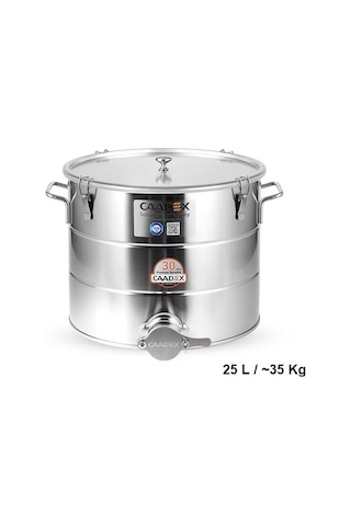 Caadex Bal Dinlendirme Kazanı, Paslanmaz Musluklu, Paslanmaz, 25 L / 35 Kg, Cx-camcs35