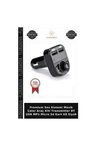 Premium Ses Sistemi Müzik Çalar Araç Kiti Transmitter Bt Usb Mp3 Micro Sd Kart X8 Siyah