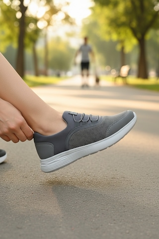 Enoch Kadın Bağcıksız Esnek Tabanlı Günlük Spor Ayakkabı Yürüyüş Sneaker Füme