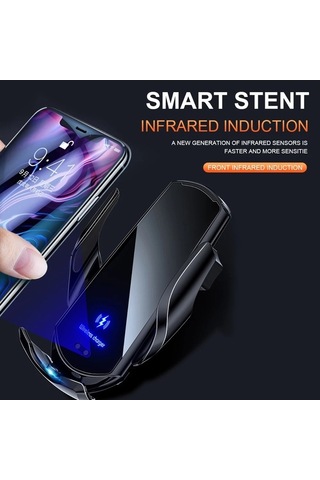 Createtech Yeni Yükseltme Araba Cep Telefonu Tutucu 15w Kablosuz Şarj Taşınabilir Araç Tutucu Black Phone Holder, Küçük Boyutlu -
