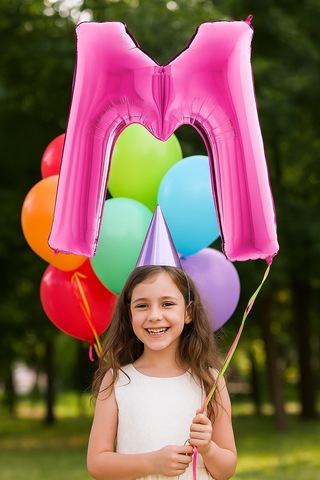 Folyo Harf ''m'' Pembe Renkli 40 Inc 101 Cm-grabo Doğum Günü Balonu Çok Renkli