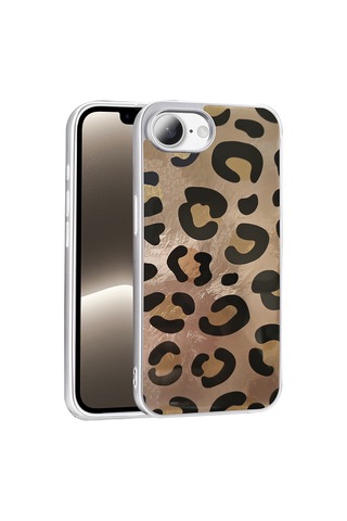 Apple iPhone Uyumlu, 17e Kılıf Desenli Zore Mep Kapak - Gold Leopar