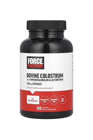 Takviye Force Factor, Bovine Colostrum With Immunoglobulin & Lactoferrin, 500 Mg, 120 Capsules