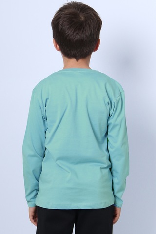 Erkek Çocuk Uzun Kollu Tshirt Karakter Baskılı Bisiklet Yaka E10 Yeşil