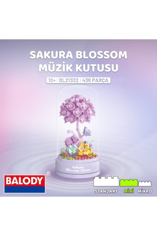 Balody Sakura Blossom Müzik Kutusu Yapı Bloğu Seti 436 Parça
