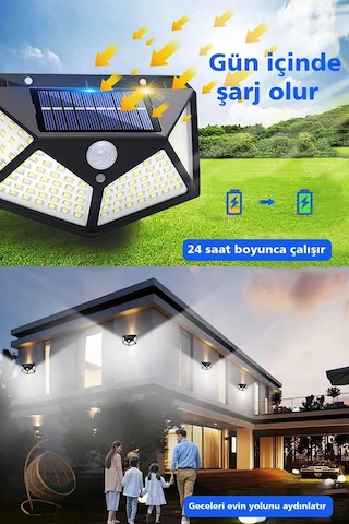 Jasper V-067 Güneş Enerjili Solar Aydınlatma Harekete Duyarlı Sensörlü Apartman İş Yeri Havuz Otopark Lamba