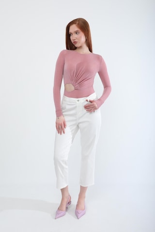 Kadın Likralı Esnek Slim Fit Pantolon Beyaz