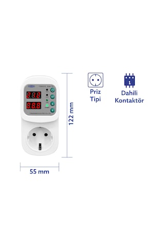 Tomzn Ayarlanabilir Voltaj Ve Akım Korumalı Priz - 16a - Yüksek Gerilim Koruma - Elektrik Bekçisi