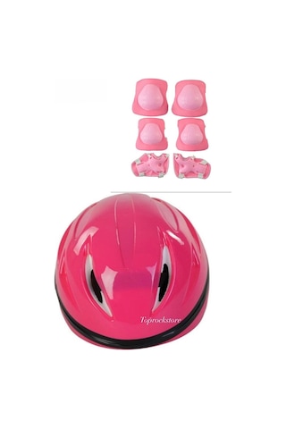 Çocuk Kask Dizlik Dirseklik Seti 7 Parça Pembe