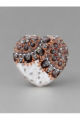 Işıltılı Karışık Desenli Çift Taraflı Kalp Şeklinde Cep Aynası Çanta Makyaj Aynası 7cm X 7cm Kod:23 Çok Renkli