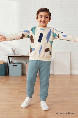 Pina Kids Erkek Çocuk Geometrik Desenli Okul Günlük Eşofman Takımı Esf7038 Mint