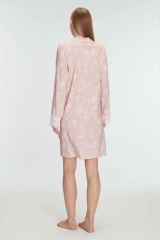 Bicomi Cotton Modal Uzun Kol Gecelik Gül