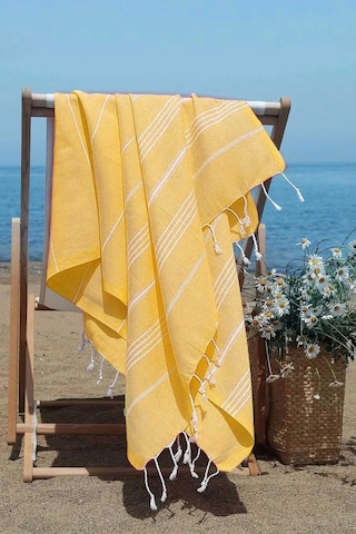 Summer Wind Soft %100 Pamuk Peştemal 100x180 Cm Sarı Çok Renkli