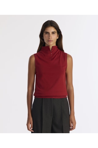 Yargıcı Regular Yarım Balıkçı Yaka Kolsuz Kol Kazak 25kktr2003x 043 Kırmızı