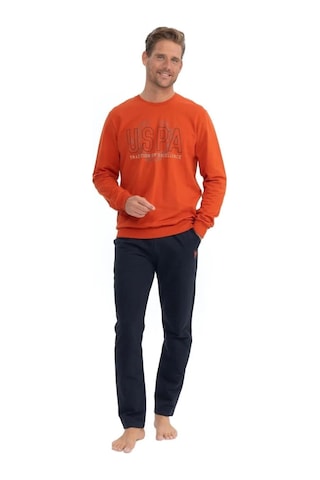 U.s. Polo Assn. 18824 Erkek Turuncu Uzun Kollu Yuvarlak Yaka İki İplik Pijama Takım 001