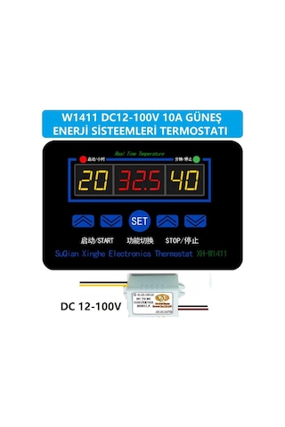 W1411 Dc12-100v 10a Güneş Paneli Termostat/timer