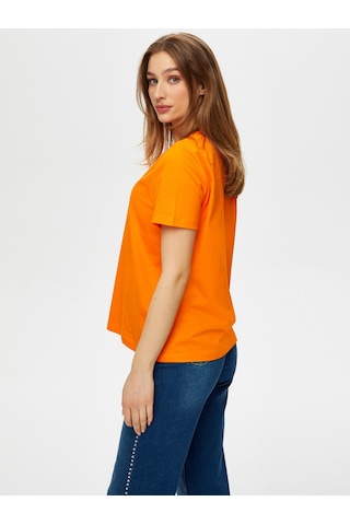 Faik Sönmez %100 Pamuk Yuvarlak Yaka T-shirt S25tsh008 Bs25tsh00861 Orange Turuncu