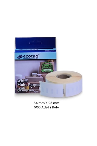 Ecotag Dymo 11352 Lw Muadil Etiket Beyaz 54 MM X 25 MM 500 Adet