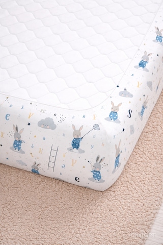 %100 Pamuk Lastikli Bebek Çarşafı + Yastık Kılıfı Park Yatak 60x120 70x110 70x120 Uyumlu Tavşan