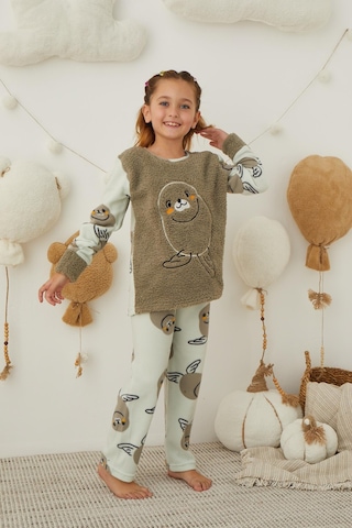 Kız Çocuk Welsoft Polar Pijama Takımı 42233 Haki