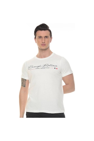 Fore Sport Erkek Enough Believe Yazılı T-shirt Ekru