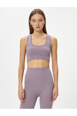 Koton Sporcu Sütyeni Dikişsiz U Yaka Ribanalı Slim Fit Lila 4sak30108nk 4SAK30108NK378 Lila