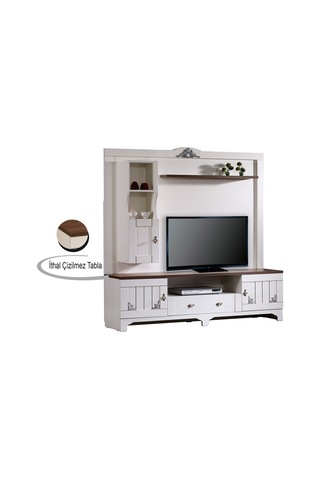 Gazel Country Beyaz Tv Yaşam Ünitesi / Kapaklı Tv Sehpası
