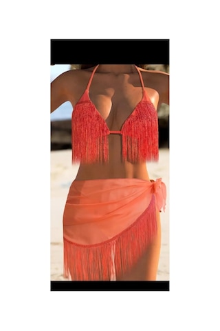 Nisanurtekstil 3'lü Bikini Takımı Kırmızı Kırmızı