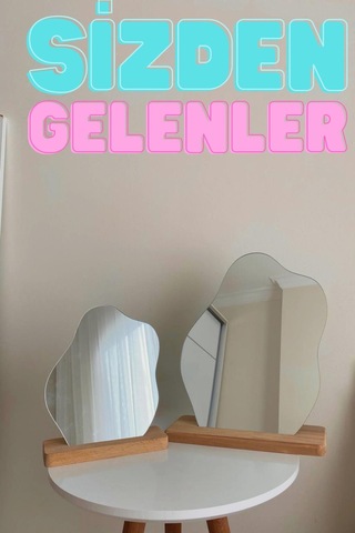 Evcazım 35 Cm X 28 Cm Düzensiz Estetik Makyaj Aynası Çerçevesiz, Dekoratif Masa Üstü Ayna Yatak Oda
