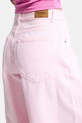 it's basic Kadın Açık Pembe Hera 6s6-98 Palazzo Fit Bol Kesim Denim Jean