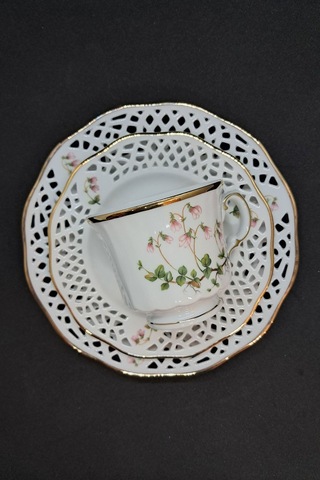 Linnea Borealis Ajurlu Vintage Duble Kahve/çayfincanı 3 Parça Beyaz