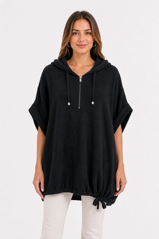 Neden Tekstil Kadın Kapüşonlu Oversize Siyah Sweatshirt