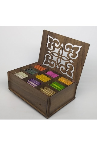 Ahşap Çay Kutusu Tea Box 9 Bölmeli Gdz 72 Adet Bitki Çayı Dahil Çok Renkli