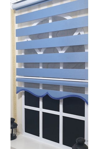 Zebra Stor Perde Mavi Etek Dilimli St 006 Mavi