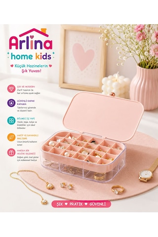 30 Bölmeli Pembe Takı Kutusu Düzenleyici Seyahat Çantası Kolye Yüzük Küpe Organizer 18cmx12,5cm
