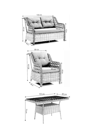 Eren Rattan Bahçe Balkon Takımı 2+1+1 Kahverengi