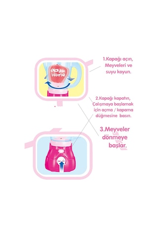 Işıklı Aksesuarlı Gerçekçi Hareketli Blender Pembe Meyveli Oyuncak Pilli Kız Oyuncak Mutfak Seti