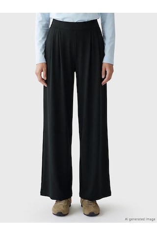 Lcwaıkıkı Basic Siyah Beli Lastikli Geniş Paça Kadın Pantolon