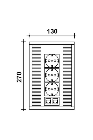 Hafele Versaflap Dual Priz Gümüş 3 Soket / 2rj45