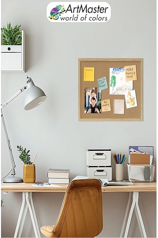 Mantar Pano Ahşap Çerçeve Duvara Monte 60x90 Cm 1 Adet Harita Çivisi Hediyeli Dekorasyon Mantar Çerçeve Evde Okulda Büro 60 x 90 CM